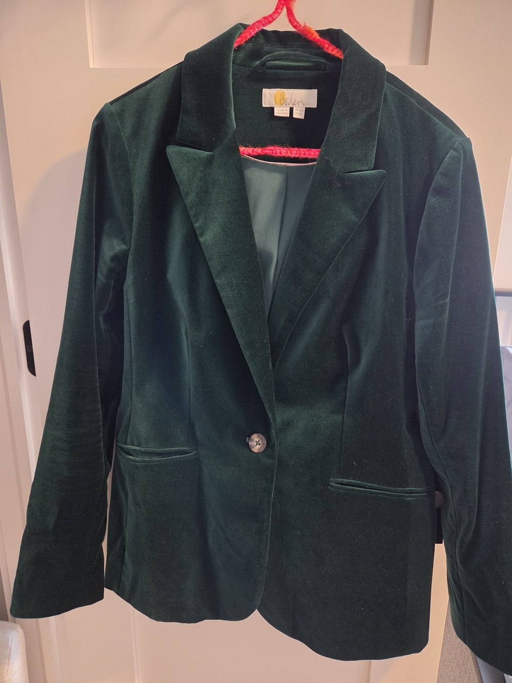 BODEN Velvet Blazer Jacket + Matching Velvet Pants - Dark Green